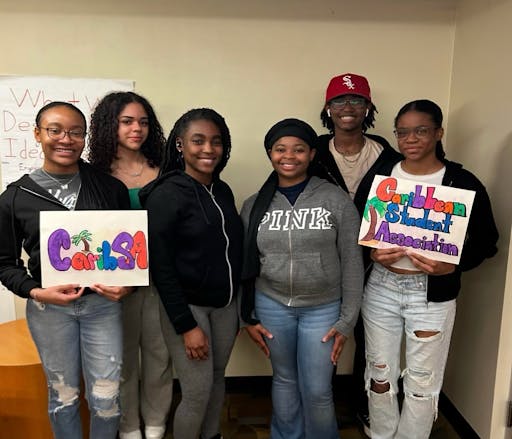 The Caribbean Student Association executive board for 2024-2025: Alicia Souels, Sophia Roberts, Tariah Pitts, Keenyah Reid, Nicole Quintana and Jenna Thomas (Photo courtesy of Tariah Pitts).