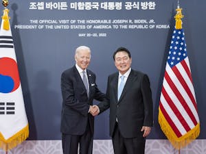 President Joe Biden welcomed South Korean President Yoon Suk Yeol and his wife, first lady Kim Keon Hee, to the White House for an official state visit (Photo courtesy of Wikimedia Commons/“President Biden met with President of South Korea Yoon at the Presidential Office in Yongsan 2022” by Office of the President of the United States. May 21, 2022).