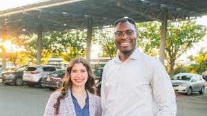 Student Government executive president Jackie Anderson (left) and executive vice president Michael Bulluck (right) reflect the work they’ve accomplished in the fall semester and what’s to come. (Photo courtesy of Salley Salley)