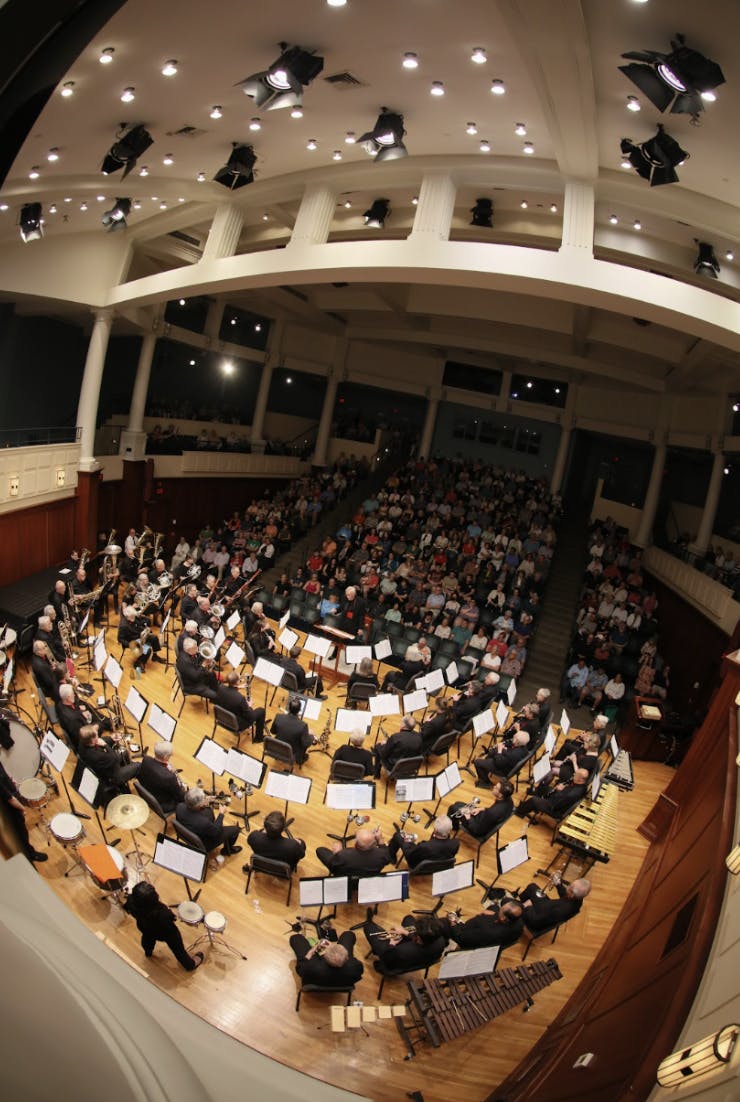 The Blawenburg Band performing a concert to a filled auditorium. (Photo courtesy of Linda Garvey)