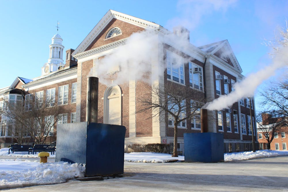 <p><em>Steam erupts outside of Green Hall. Grant funding will support getting campus steam under control. (Photo by Nick Kurti / Staff Photographer)</em></p>