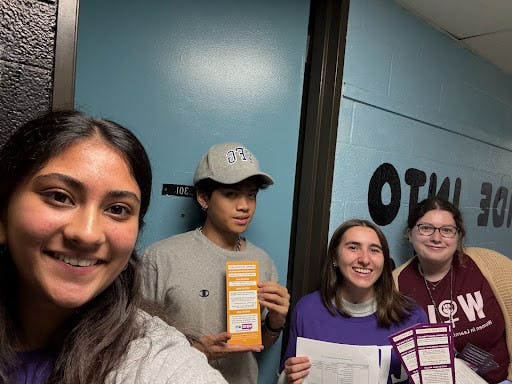 Professor Cecilia Colbeth’s “Rebel Girls” class partnered with the League of Women Voters to promote voter participation on campus. (Photo courtesy of Keya Amin)