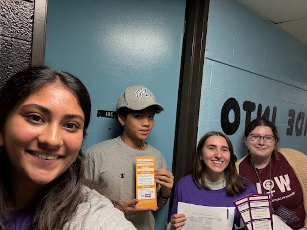 <p><em>Professor Cecilia Colbeth’s “Rebel Girls” class partnered with the League of Women Voters to promote voter participation on campus. (Photo courtesy of Keya Amin)</em></p>