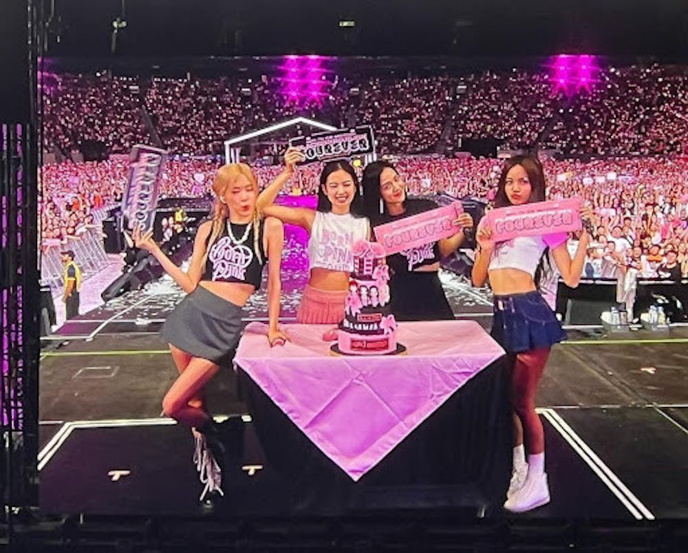 <p><em>(From Left to right): Rosé, Jennie, Jisoo and Lisa pose for a picture with fans at their sold out show in East Rutherford, N.J. (Photo courtesy of Olivia Harrison).</em></p>