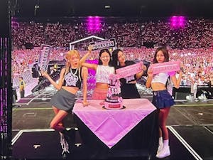 (From Left to right): Rosé, Jennie, Jisoo and Lisa pose for a picture with fans at their sold out show in East Rutherford, N.J. (Photo courtesy of Olivia Harrison).