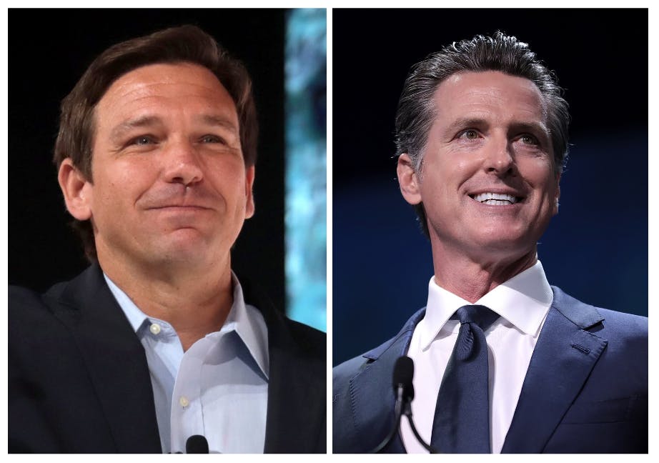 On Nov. 30, Gavin Newsom and Ron DeSantis debated hot topics in U.S. politics (Photos courtesy of Wikimedia Commons/“Ron DeSantis-crop” by Gage Skidmore. CC-BY-SA-2.0. July 18, 2021. “Gavin Newsom by Gage Skidmore” by Gage Skidmore. CC-BY-SA-3.0. June 1, 2019). 