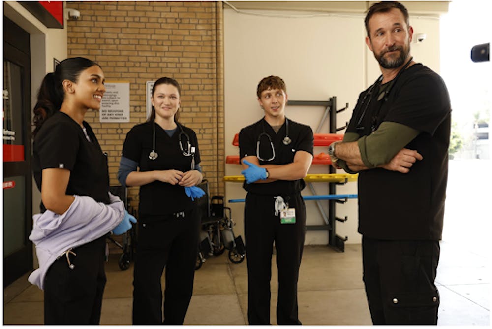 <p><em>Shabana Azeez, Isa Briones, Gerran Howell and Noah Wyle in Season 2, Episode 4 of “The Pitt.” (Photo courtesy of </em><a href="https://www.imdb.com/title/tt31938062/mediaviewer/rm3597710850/?ref_=ttmi_mi_1" target=""><em>IMDb</em></a><em>)</em></p>