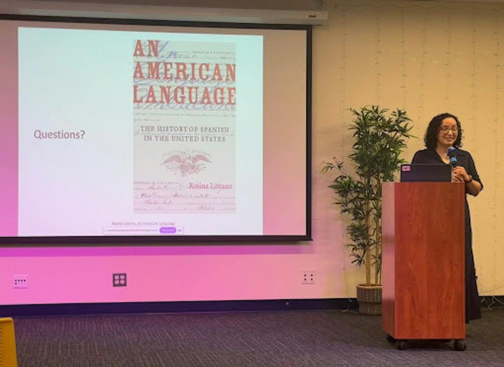 <p><em>Rosina Lozano spoke about the political history of Spanish in the United States. (Photo by Natalia Tomczak)</em></p>