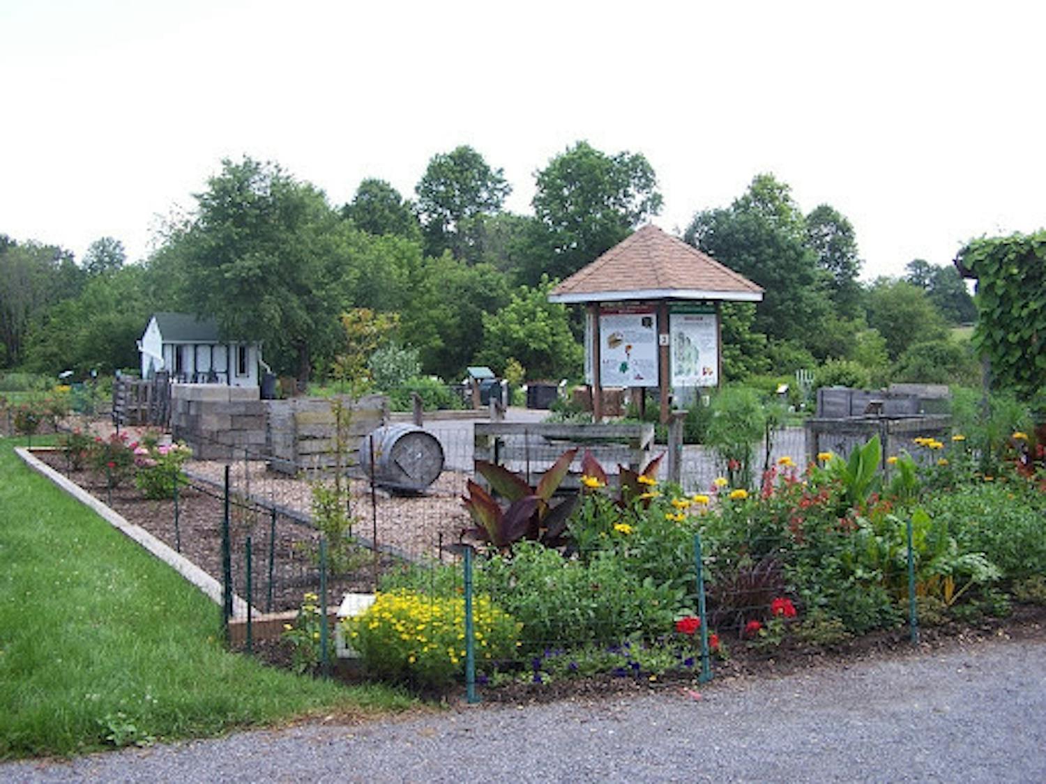 Pictured above are the compost bins at Mercer County Educational Gardens (Photo courtesy of Justine Gray / mgofmc.org).