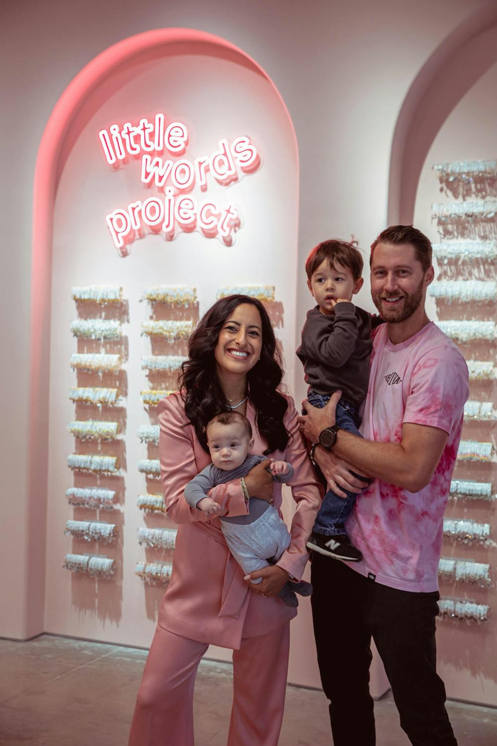 Adriana Carrig and her family (including husband Bill Carrig, TCNJ alum as well as President and COO of Little Words Project) at Little Words Project’s most recent store opening in Austin, Texas (Photo courtesy of Adriana Carrig).