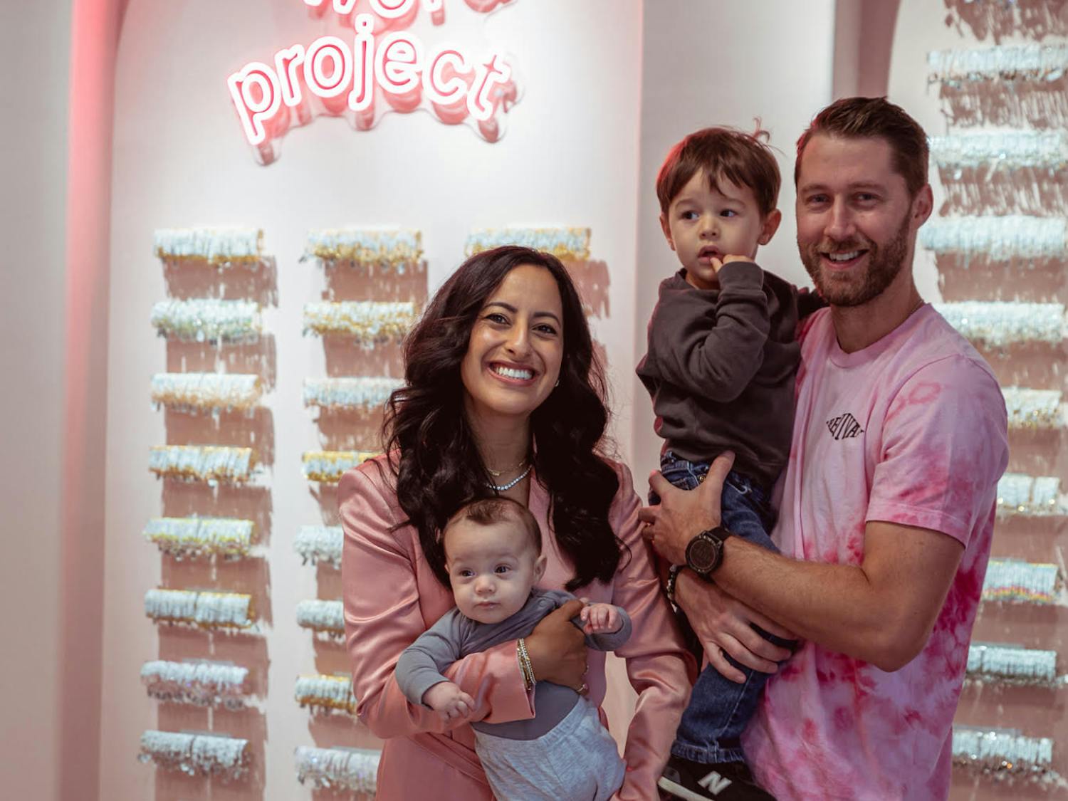 Adriana Carrig and her family (including husband Bill Carrig, TCNJ alum as well as President and COO of Little Words Project) at Little Words Project’s most recent store opening in Austin, Texas (Photo courtesy of Adriana Carrig).