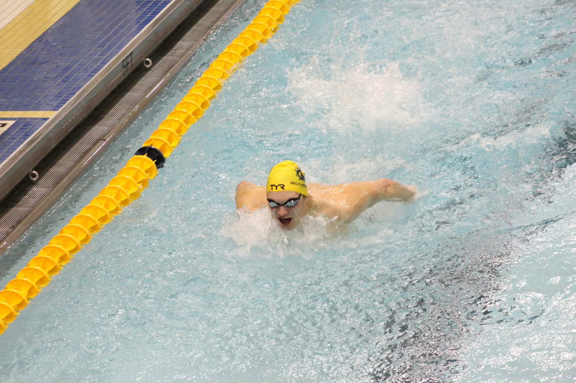 Senior James McChesney in a meet (Photo courtesy of Elizabeth Gladstone / Multimedia Coordinator).