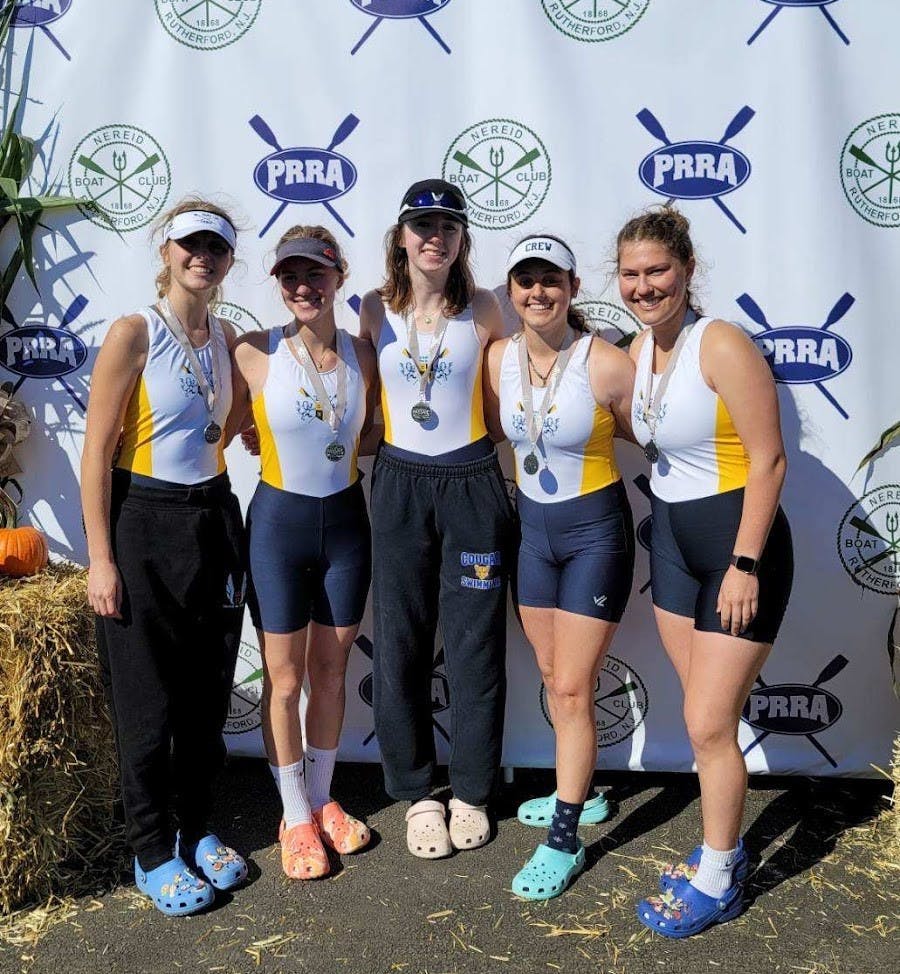 Members of women’s club crew after placing second in The Head of the Passaic Regatta (Courtesy of Jordan Galan).