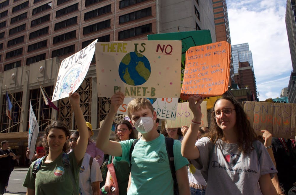 <p>Students from the College at the NYC March to End Fossil Fuels. (Photo courtesy of Kayla Oliveira)</p>