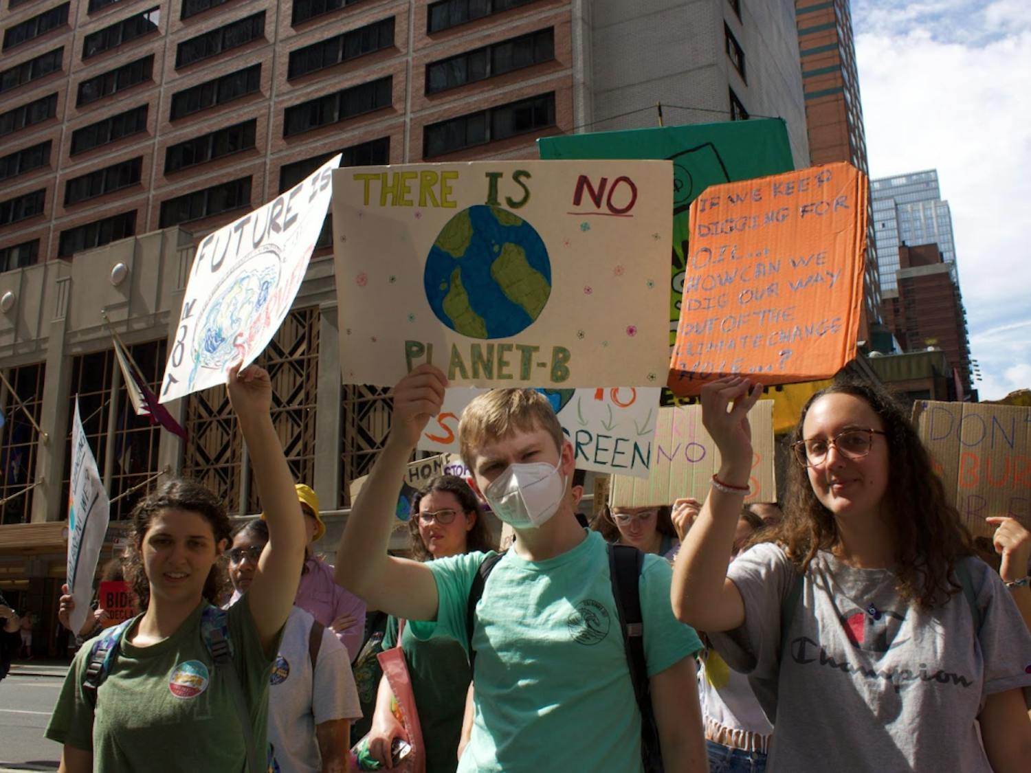 Students from the College at the NYC March to End Fossil Fuels. (Photo courtesy of Kayla Oliveira)