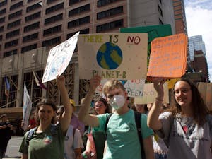 Students from the College at the NYC March to End Fossil Fuels. (Photo courtesy of Kayla Oliveira)