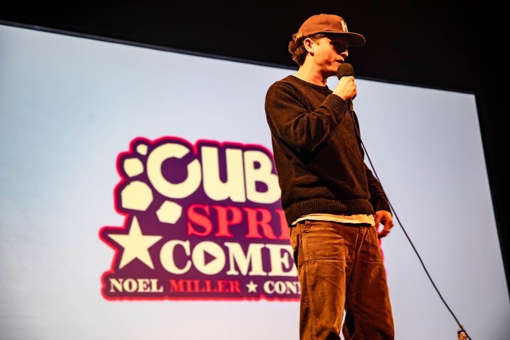 <p><em>Comedian Connor Wood takes the stage at Kendall Hall for CUB&#x27;s Spring Comedy Show. (Photo courtesy of Andre Paras)</em></p>
