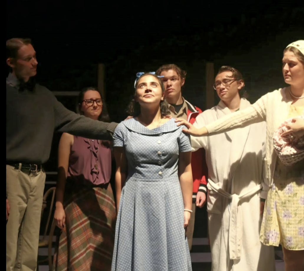 From left to right: Aidan Hulse, Lauren Goldsborough, Olivia Ayala, David Amarosi, Matthew Sudnick and Anna Holland starred in “Birthday Candles,” an intimate six actor show detailing the triumphs and pitfalls of one woman (Photo courtesy of Oliver Eloe).