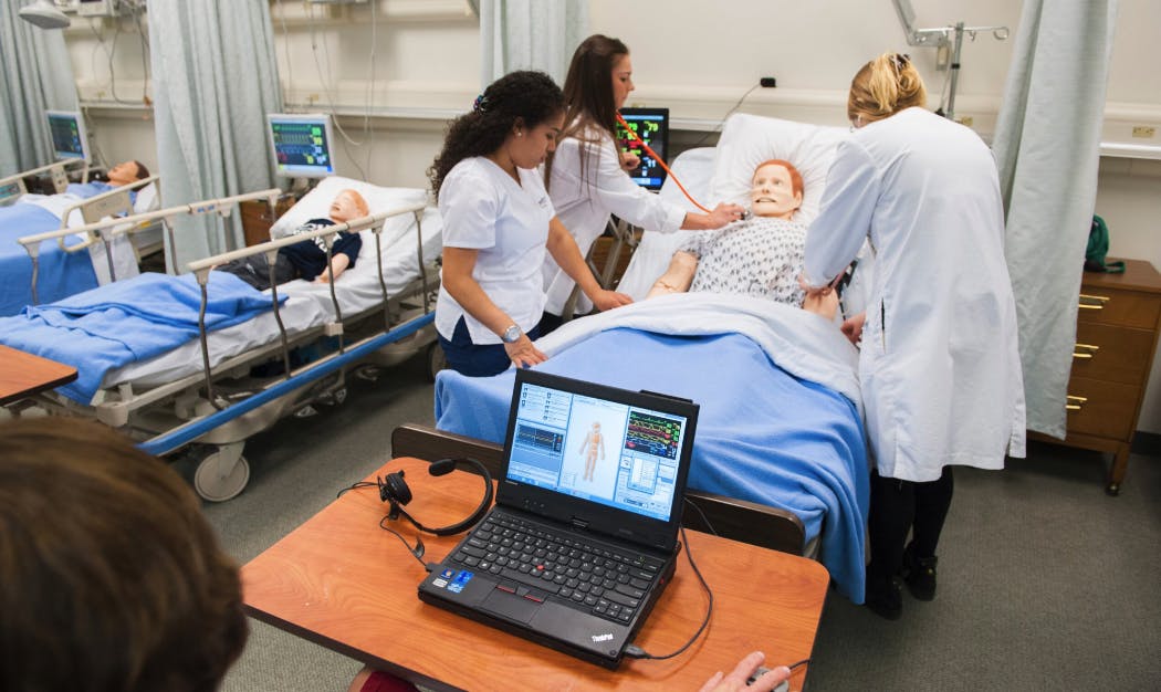 The Simulation Lab in Forcina Hall has five beds and two examination rooms (nursing.tcnj.edu). 