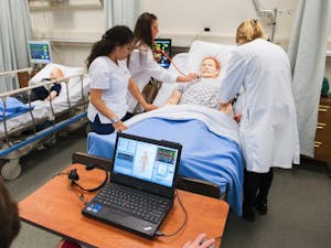 The Simulation Lab in Forcina Hall has five beds and two examination rooms (nursing.tcnj.edu). 