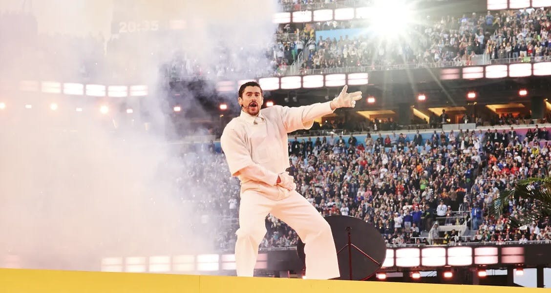 Bad Bunny performs “Safaera” at Levi’s Stadium in Santa Clara, Calif. (Photo courtesy of Apple Music)