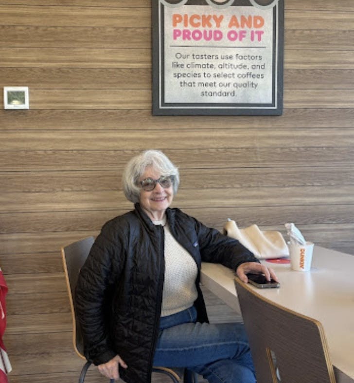 Councilwoman Kathleen Wollert sat at Dunkin Donuts to talk to Ewing residents (Photo by Raeanne Raccagno) 
