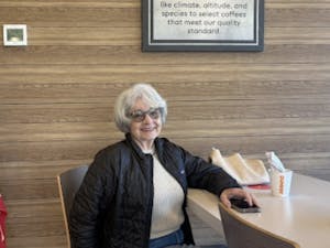 Councilwoman Kathleen Wollert sat at Dunkin Donuts to talk to Ewing residents (Photo by Raeanne Raccagno)