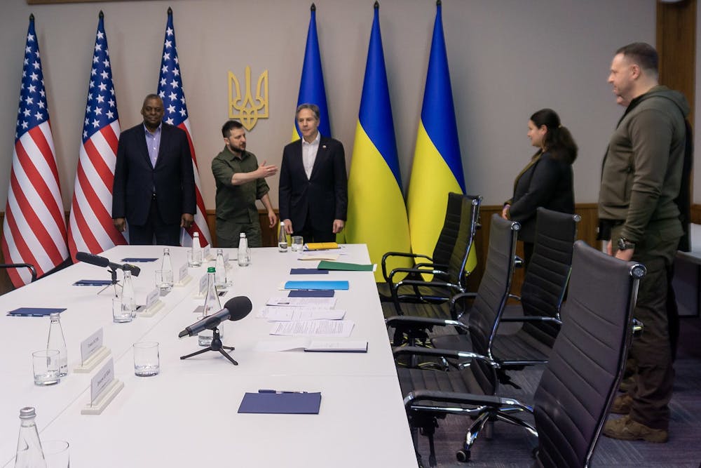 <p><em>United States Secretary of State, Antony Blinken, surprised the international political world with his unannounced visit to Ukraine in the thick of intense war conditions (Photo courtesy of Wikimedia Commons/“</em><a href="https://commons.wikimedia.org/wiki/File:Secretary_Blinken_and_Secretary_Austin_Visit_Ukraine_(52028686831).jpg" target=""><em>Secretary Blinken and Secretary Austin Visit Ukraine (52028686831)</em></a><em>” by U.S. Department of State. January 1, 2014).  </em></p>