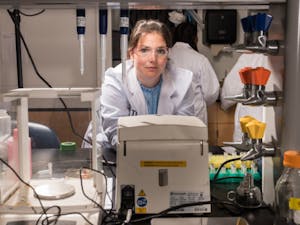 Alexis Mraz, an associate professor of public health, was awarded the prize for the 2026–27 academic year to further her study of the Legionella bacteria. (Photo courtesy of Peter Murphy)