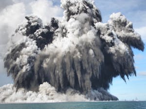 According to National Geographic, the volcano became increasingly active in Dec. 2021, emitting ash plumes into the air and experiencing minor explosions. The center of the volcano also sunk into the sea while the ash plumes began to create a record amount of lightning.