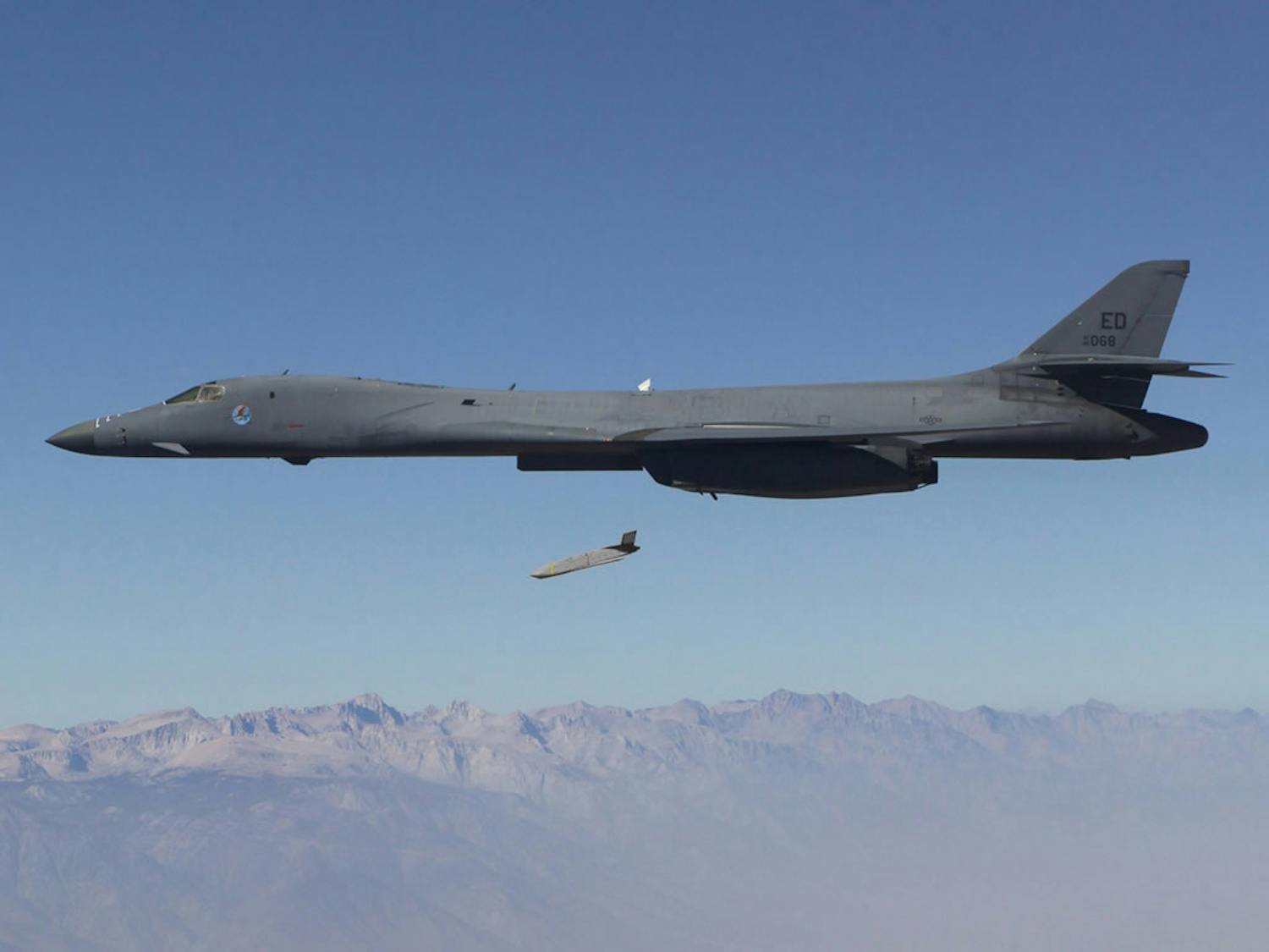 Three U.S. soldiers were killed and more than 50 others were injured, including some Arizona National Guard service members, in an overnight drone attack on Jan. 28 in northeast Jordan, near the Syrian border (Photo courtesy of Wikimedia Commons / “Long Range Anti-Ship Missile (LRASM) launches from an Air Force B-1B Lancer” by DARPA Photo. CC-PD-Mark. September 5, 2013). 