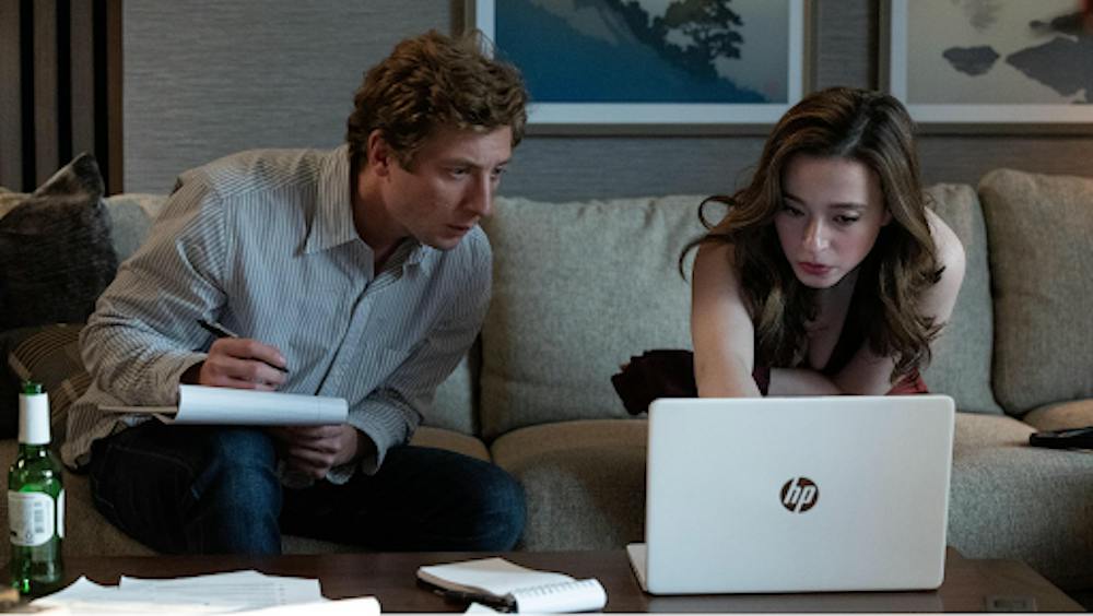 <p><em>Jeremy Allen White and Mikey Madison investigate Facebook in “The Social Reckoning.” (Photo courtesy of </em><a href="https://www.imdb.com/title/tt37510326/mediaviewer/rm1834154242/?ref_=ttmi_mi_1" target=""><em>IMDb</em></a><em>)</em></p>
