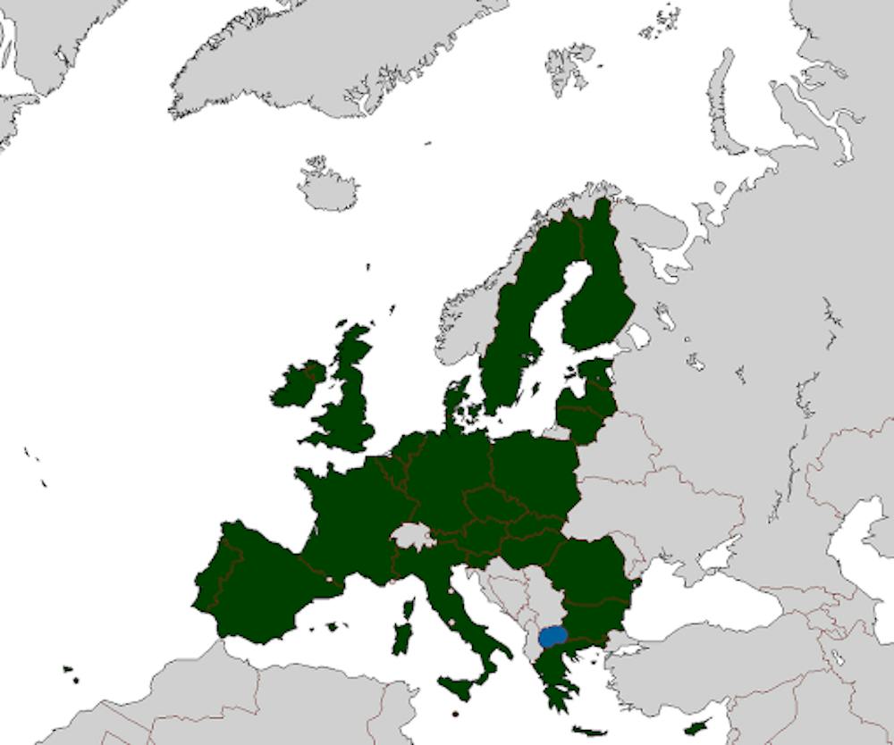 <p><em>Map of the European Union circa 2007. (Photo courtesy of </em><a href="https://commons.wikimedia.org/wiki/File:Map_of_the_European_Union,_alongside_North_Macedonia.png" target=""><em>Wikimedia Commons</em></a><em>)</em></p>