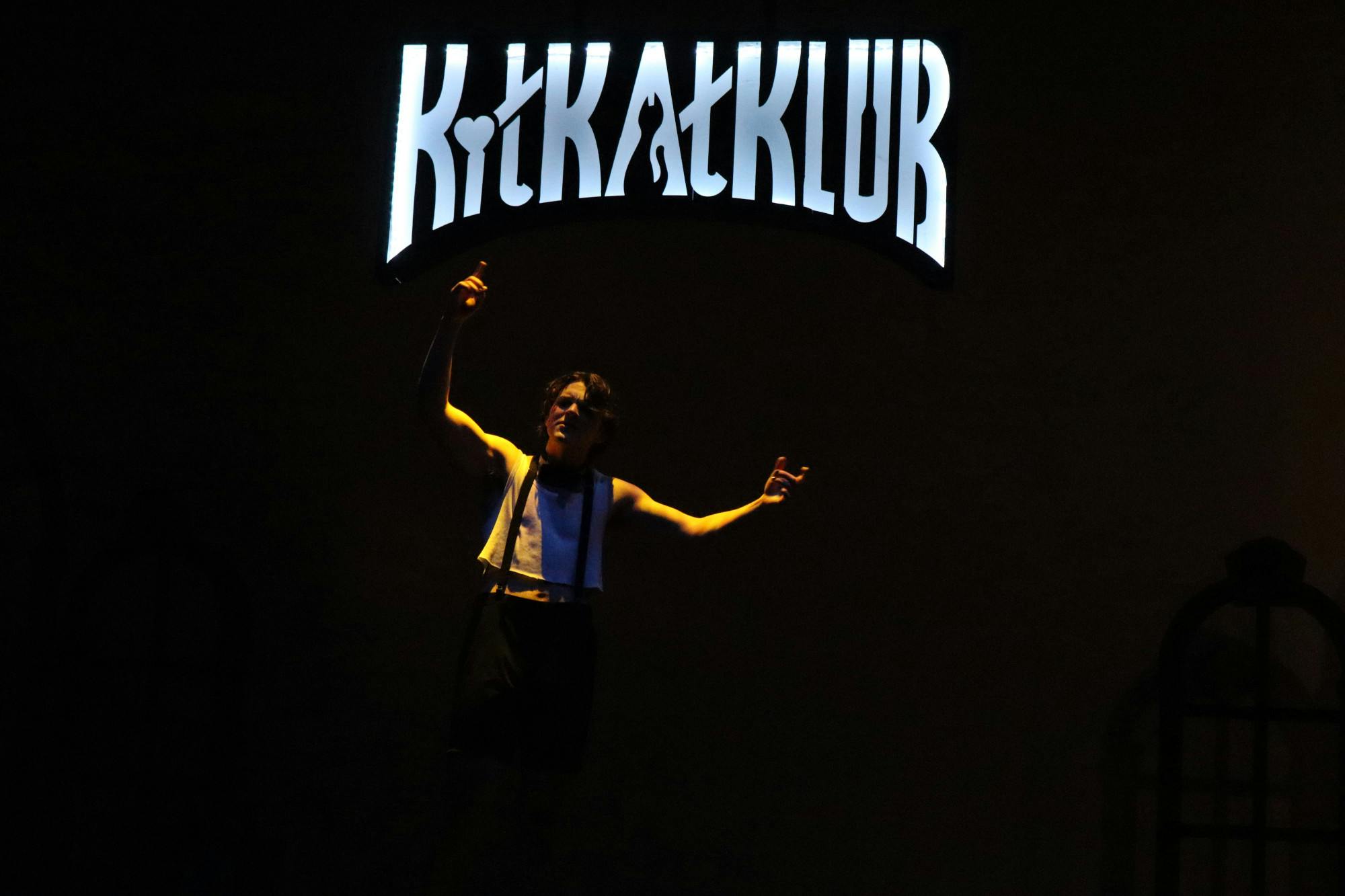 Emcee, played by Ben Cupit, hosts the Kit Kat Klub. (Photo courtesy of Katie Gallagher)