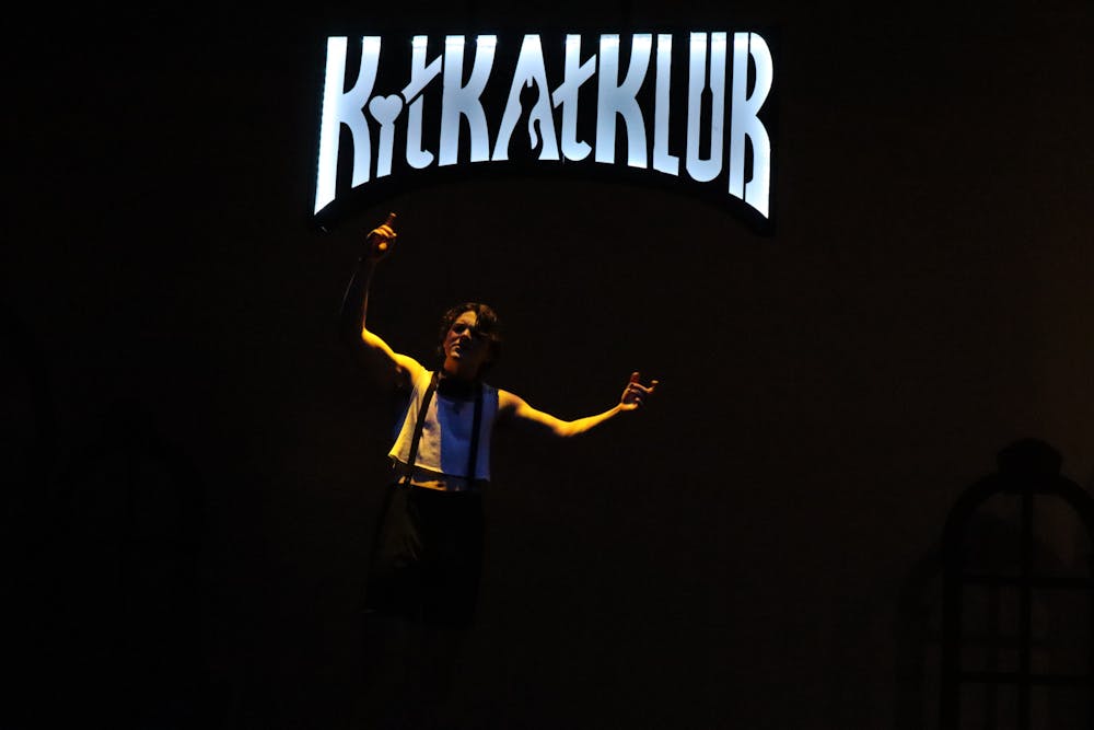 <p><em>Emcee, played by Ben Cupit, hosts the Kit Kat Klub. (Photo courtesy of Katie Gallagher)</em></p>