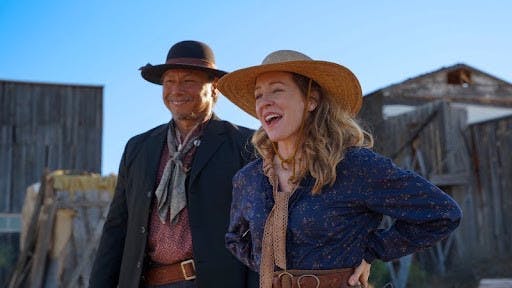 Amy Hargreaves (right) and Gregory Cruz (left) in a still shot from the film “The Warrant: Breaker’s Law” (Photo by Deeann Deaton, courtesy of Amy Hargreaves).