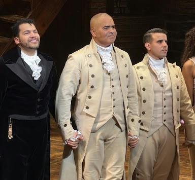Christopher Jackson, center, during the curtain call for “Hamilton.” (Photo by Jadyn Buccilli / Staff Writer)
