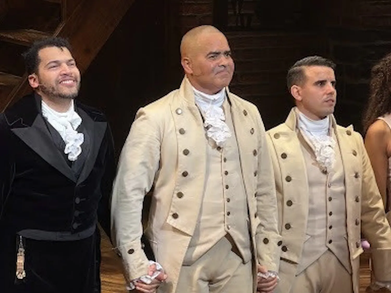 Christopher Jackson, center, during the curtain call for “Hamilton.” (Photo by Jadyn Buccilli / Staff Writer)