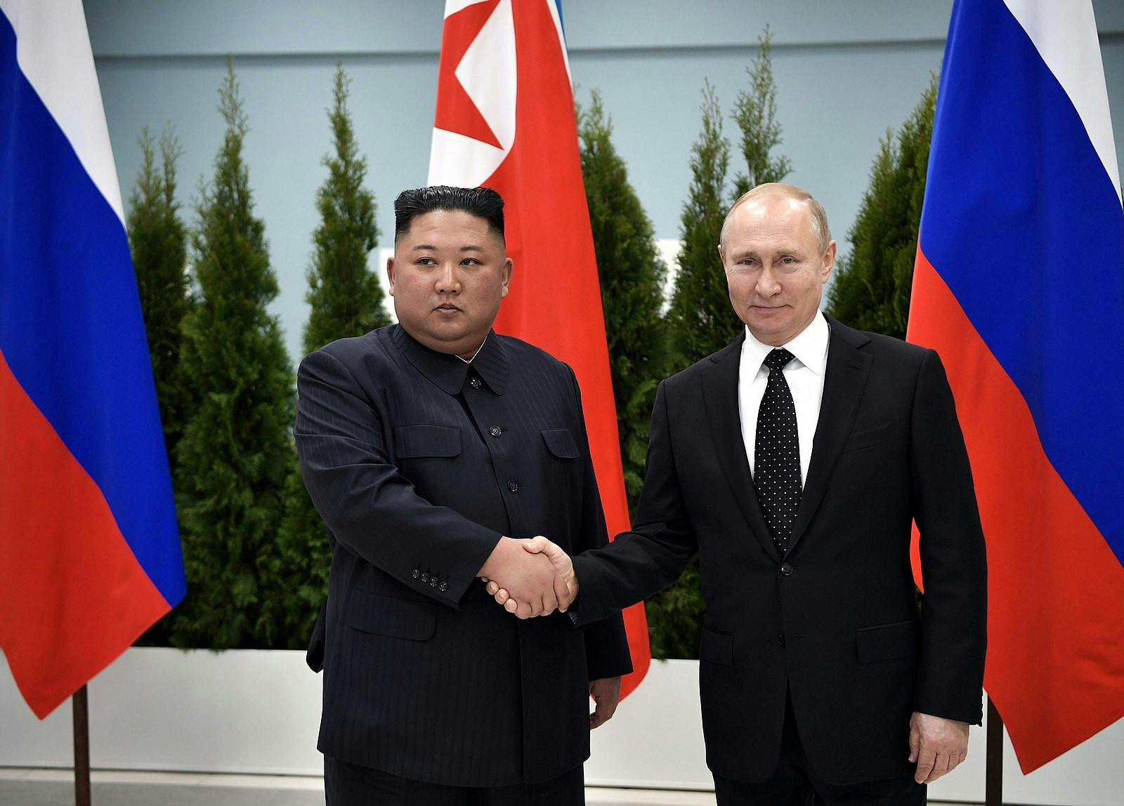 For the first time in five years, Russian leader, Vladmir Putin, and North Korean leader, Kim Jong Un, convened in a private summit (Photo courtesy of Wikimedia Commons/“Kim Jong-un and Vladimir Putin (2019-04-25) 01” by Alexei Nikolsky. April 25, 2019). 