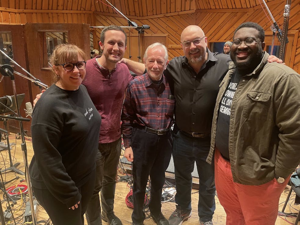 Terence “T” Odonkor (right) with the music team of “Here We Are” (Photo courtesy of Terence Odonkor).