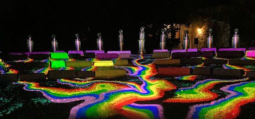 (“The Oligarchs,” Michelle Post. “Froghead Rainbow,” by Klip Collective).