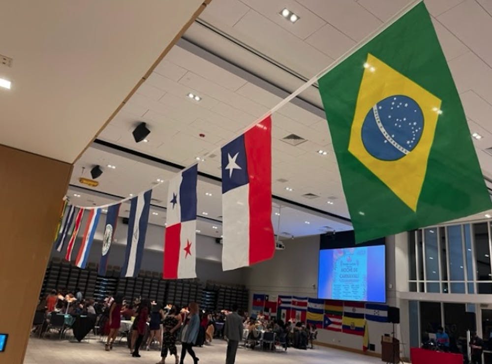 <p><em>The event featured flags from the nations represented in Unión Latina (Myara Gomez / Staff Writer).</em></p>