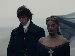 Jacob Elordi and Margot Robbie as Heathcliff and Catherine Earnshaw in “Wuthering Heights.” (Photo courtesy of IMDb)