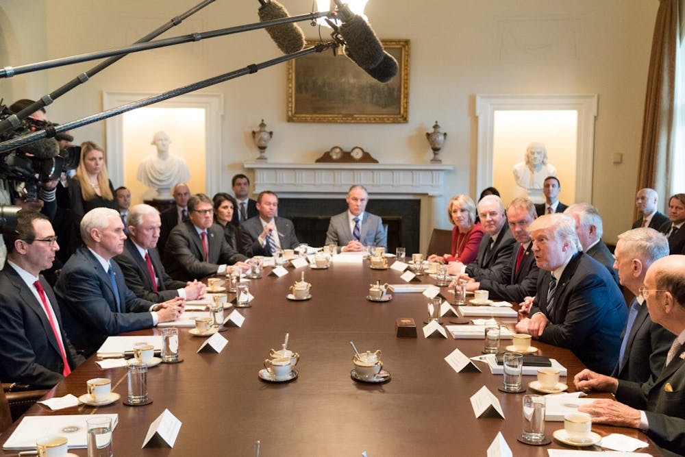 <p><em>Donald Trump has now begun selecting executive department heads for his administration (Photo courtesy of Wikimedia Commons / “</em><a href="https://commons.wikimedia.org/wiki/File:Donald_Trump_Cabinet_meeting_2017-03-13_04.jpg" target=""><em>Donald Trump Cabinet meeting 2017-03-13 04</em></a><em>” by the Office of the President of the United States. March 13, 2017). </em></p>