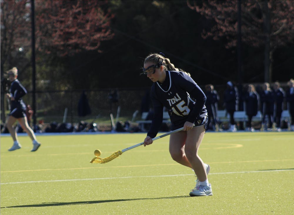 <p><em>Sophomore CJ Kole had a goal and an assist in the loss. (Photo by Elizabeth Gladstone / Multimedia Coordinator)</em></p>