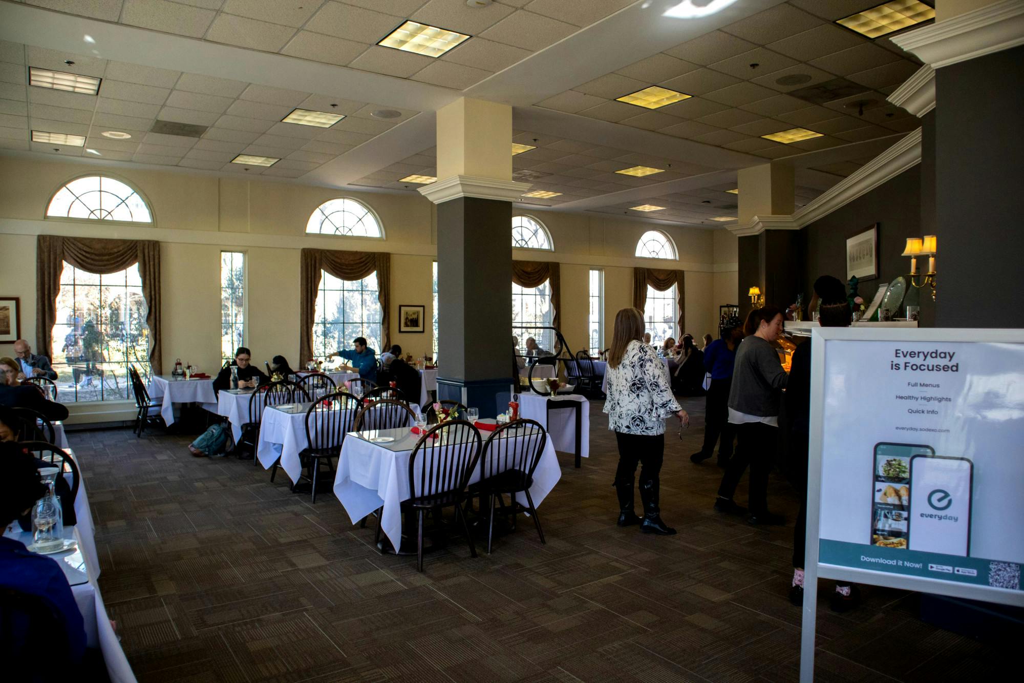 The 1855 Room, located in Eickhoff Hall, is an upscale dining room that is accessible to all students, faculty and staff members (Photo courtesy of Shane Gillespie/Staff Photographer).