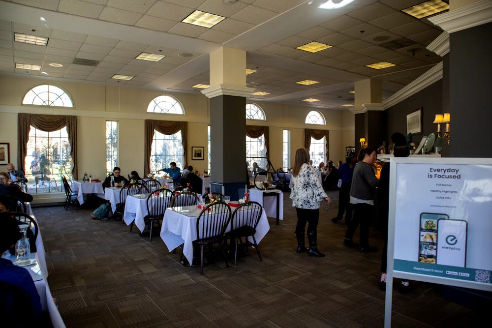 The 1855 Room, located in Eickhoff Hall, is an upscale dining room that is accessible to all students, faculty and staff members (Photo courtesy of Shane Gillespie/Staff Photographer).