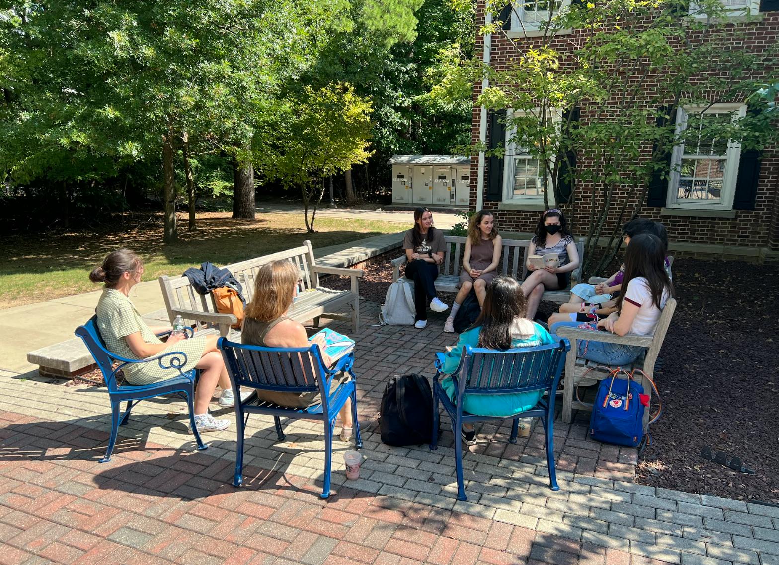 Sigma Tau Delta members discussing banned books in schools (Photo courtesy of Elizabeth Gladstone / Photo Editor). 