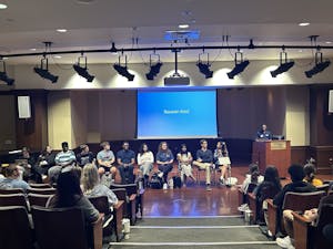 Jared Williams, the Student Government's executive president, led the swearing-in ceremony for all newly elected officers (Photo courtesy of Julia Cappello).