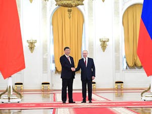 Rus​​sian President Vladimir Putin visited China on Oct. 17 in a show of support for the nation’s leader Xi Jinping’s efforts to expand its economy and influence overseas (Photo courtesy of Wikimedia Commons/“Putin-Xi meeting (2023)” by Presidential Executive Office of Russia. March 21, 2022). 